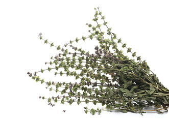  Basil dried spice, leaves isolated on white background