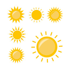 Sun icon illustration. Sunshine isolated set. Sun logo