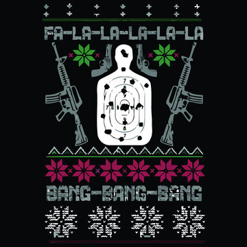 Bang Bang Ar 15 Gun Point Cool Christmas Gun Shawl Collar Vector Design Illustration Print Poster Wall Art Canvas