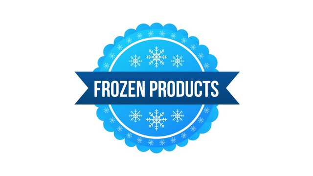 Blue frozen product on white background. Food logo. Motion graphics.