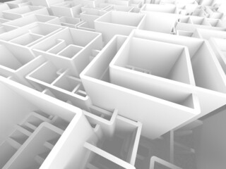 White cubes structure. Abstract futuristic background.