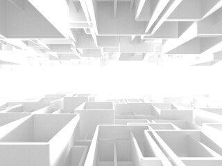 White cubes structure. Abstract futuristic background.