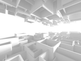 White cubes structure. Abstract futuristic background.