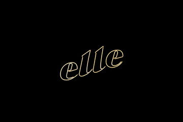 Isolated yellow neon sign that says elle (she in french)