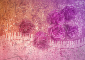 Roses bouquet with piano keys