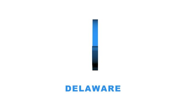Delaware state map outline animation. Motion graphics.