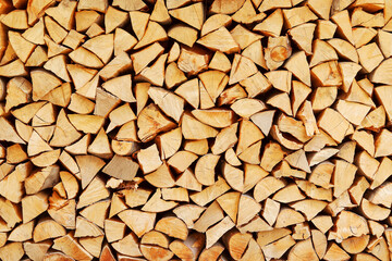 Prepared firewood for the winter heating season.