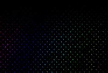 Dark multicolor, rainbow vector background with cards signs.