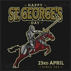 Hand Drawn St Georges Day Illustration With Knight