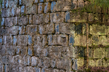 old stone wall in large view, usable as background or texture