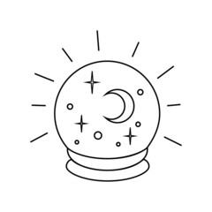 Black magic isolated magic ball. Mystical esoteric contour icon