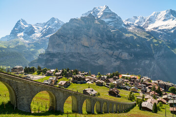 The railway to Almendhubel always at the service of tourists, Murren, Switzerland