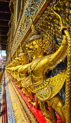 Beautiful golden Garuda sculpture at The Grand Palace, Bangkok, Thailand