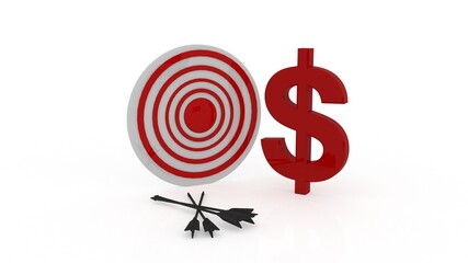 3d illustration dollar currency arrow target
