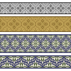 Seamless floral borders. Classic Persian style. Pattern brushes included.