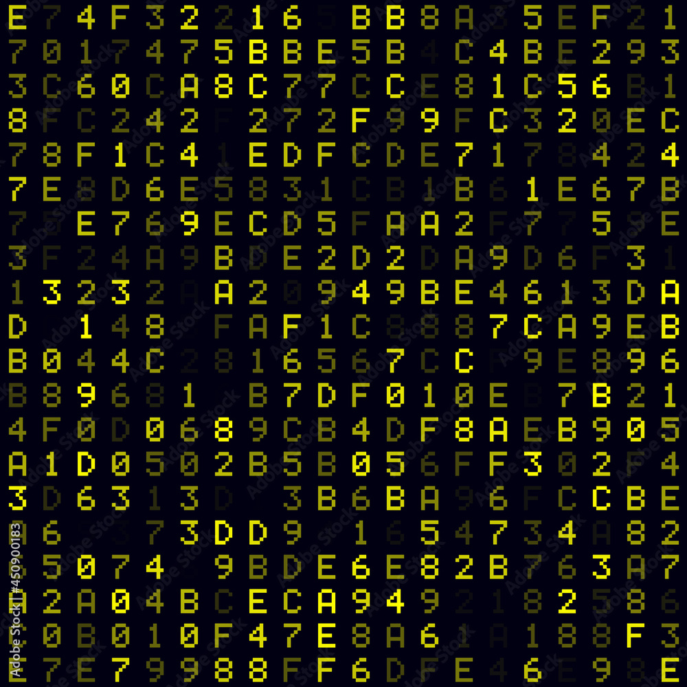 Poster tech background. yellow filled hexadecimal background. small sized seamless pattern. authentic vecto