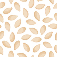 Pumpkin seeds vector cartoon seamless pattern for template farmer market design, label and packing.