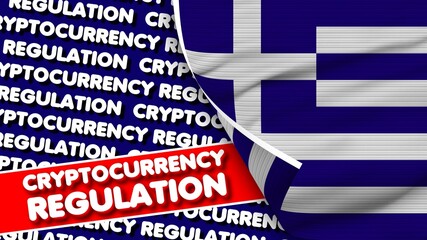 Greece Realistic Fabric Texture Flag, Cryptocurrency Regulation Titlesi 3D Illustration