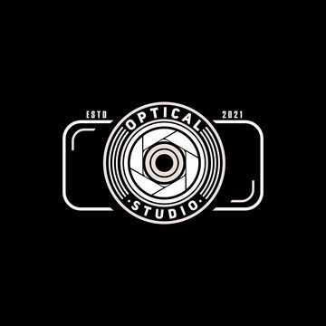 Simple Logo Camera Lens with Camera for Photo Studio