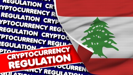 Lebanon Realistic Fabric Texture Flag, Cryptocurrency Regulation Titlesi 3D Illustration