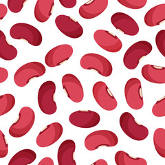 Kidney beans vector cartoon seamless pattern for template farmer market design, label and packing.