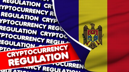 Moldova Realistic Fabric Texture Flag, Cryptocurrency Regulation Titlesi 3D Illustration