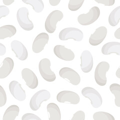 White beans vector cartoon seamless pattern for template farmer market design, label and packing.
