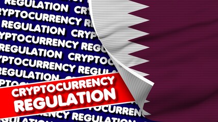 Qatar Realistic Fabric Texture Flag, Cryptocurrency Regulation Titlesi 3D Illustration