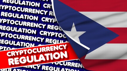 Puerto Rico Realistic Fabric Texture Flag, Cryptocurrency Regulation Titlesi 3D Illustration