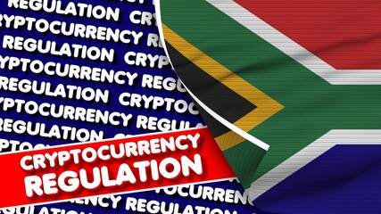 South Africa Realistic Fabric Texture Flag, Cryptocurrency Regulation Titlesi 3D Illustration