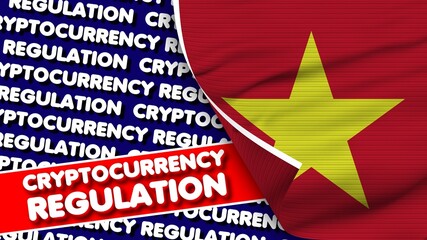 Vietnam Realistic Fabric Texture Flag, Cryptocurrency Regulation Titlesi 3D Illustration