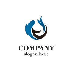 Fish And Hook Logo, Fishing Flat Logo Template