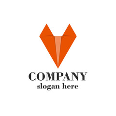 Fox minimalism origami logo illustration vector.