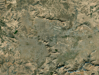 Map of Kabul, streets, map of the capital. Satellite view. Afghanistan. Asia. Elements of this image are furnished by NASA
