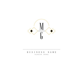 Letter MG Logo, Creative mg Logo Template with Creative Line Art Concept Premium Vector for Luxury Diamond Ring Store and etc - obrazy, fototapety, plakaty