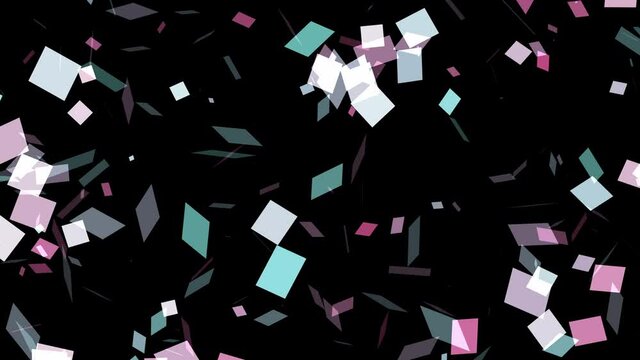 四角形のシェイプがキラキラしながら上昇する動画