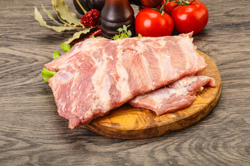 Raw pork ribs for cooking