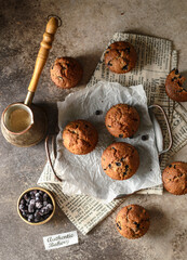 blueberry muffins and coffee on plate