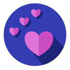 Flat icon, logo heart with shadow. 