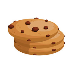 Healthy oatmeal cookies with chocolate pieces. Cartoon vector graphics.