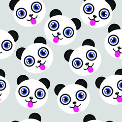 Cute Baby Panda Head Seamless Pattern