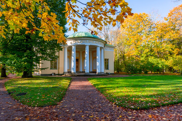 Concert Hall Pavilion in autumn in Catherine park, Pushkin (Tsarskoe Selo), Saint Petersburg, Russia