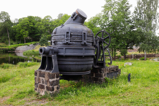 One Old Obsolete Bessemer Converter, Used In The Bessemer Process For The  Iron And Steel Industry.