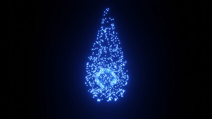 Blue neon glowing energy sphere with particles
