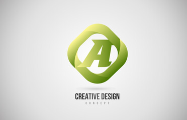 green A alphabet letter icon logo with rhombus shape. Creative gradient design for company and business