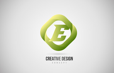 green E alphabet letter icon logo with rhombus shape. Creative gradient design for company and business