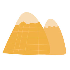 Scandinavian drawing of a mountain, the sun.
