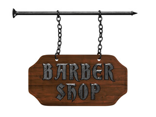 Barbershop old signboard 3d rendering