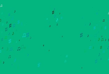 Light Blue, Green vector texture with musical notes.