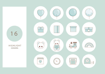 Baby stories highlights. Icons of baby items